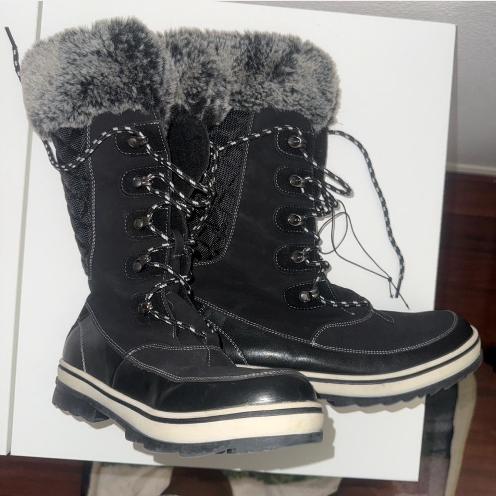Women's Black Fur-Lined Winter Boots